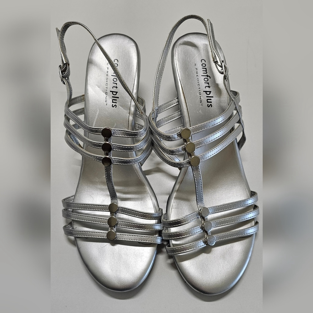 Women's Silver Strappy Sandals Sz 11